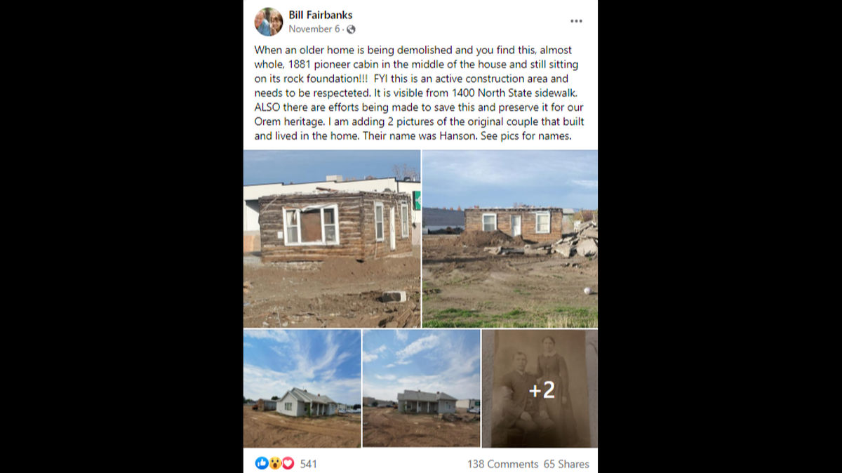 The discovery was made the first week of November by contractor Bill Fairbanks, who posted photos of the find on Facebook.