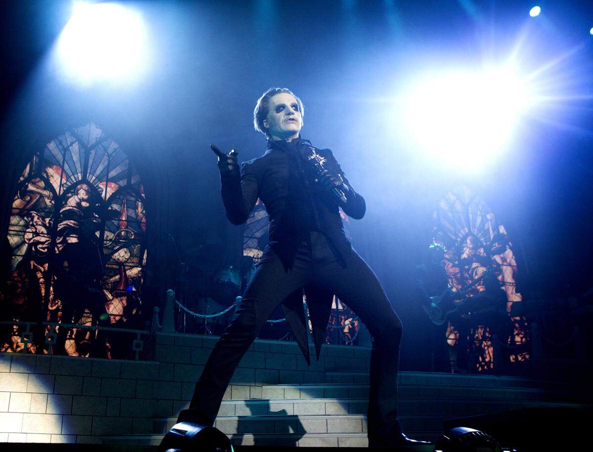 Tobias Forge as Cardinal Copia performs with the band Ghost last year in Camden, N.J.