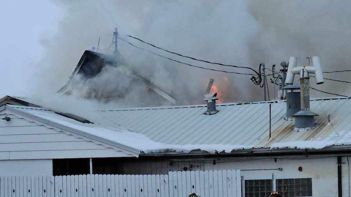 A Reed’s Dairy production building was destroyed by a fire Thursday afternoon.