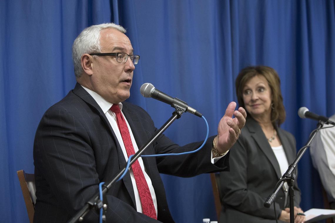 Boise Mayor Dave Bieter addresses growth with Nampa Mayor Debbie Kling during an Idaho Statesman-sponsored forum with five Treasure Valley mayors in October 2018.