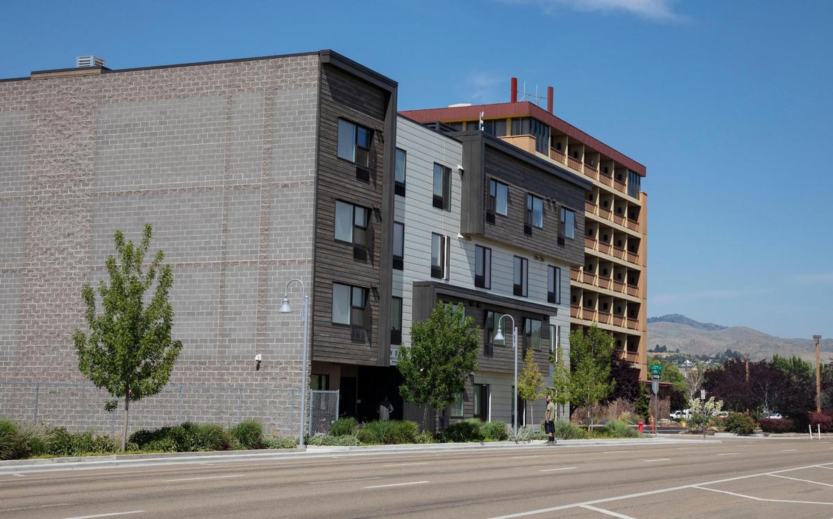 The New Path apartment building, at 2200 W. Fairview Ave. in Boise, houses people who previously were chronically homeless.