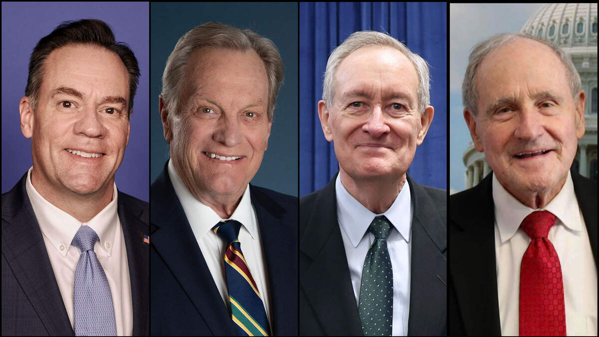 Idaho’s congressional delegation, from left to right: Rep. Russ Fulcher, Rep. Mike Simpson, Sen. Mike Crapo and Sen. Jim Risch. All are members of the Republican Party.