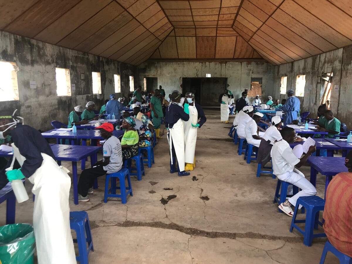 Health workers give the Ebola vaccine to residents at a clinic in Nyankunde, a village in Congo where Mission Aviation Fellowship operates.