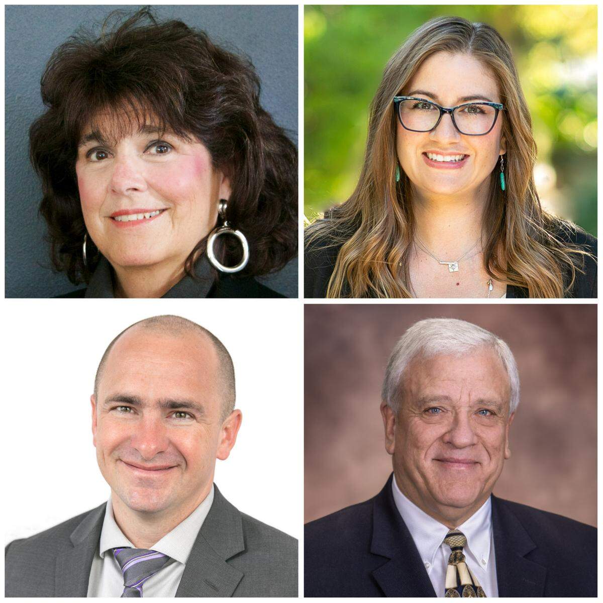 Incumbent Mary May, top left, lost to Miranda Gold, top right, in the race for the District 3 seat on the Ada County Highway District Commission. Incumbent Kent Goldthorpe, bottom right, defeated challenger Neil Durrant in District 4.