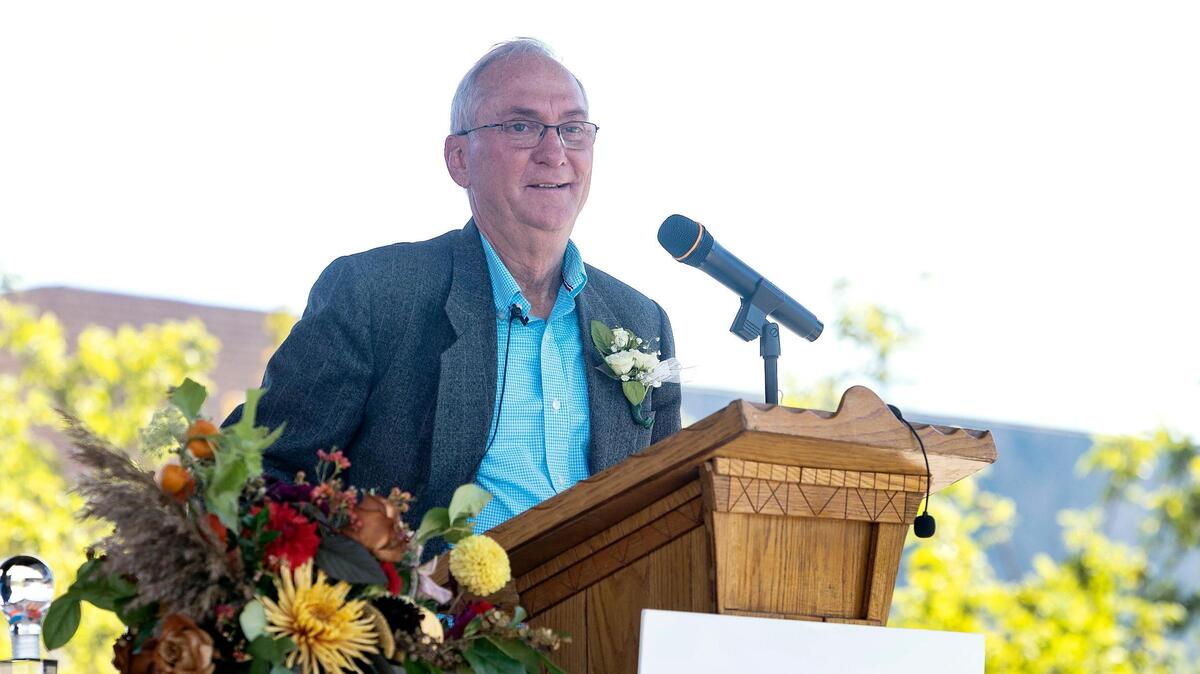 Caldwell Mayor Garret Nancolas holds his last State of the City address on Thursday at Indian Creek Plaza. Nancolas is retiring after 24 years in the seat.