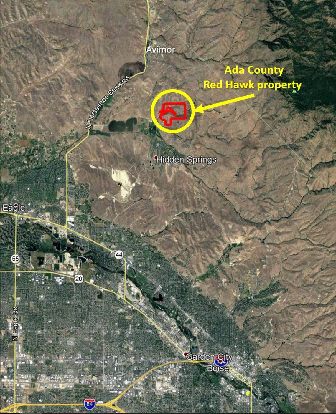 The Red Hawk property designated as open space on Tuesday by the Ada County Board of Commissioners is located north of Hidden Springs and south of Avimor.