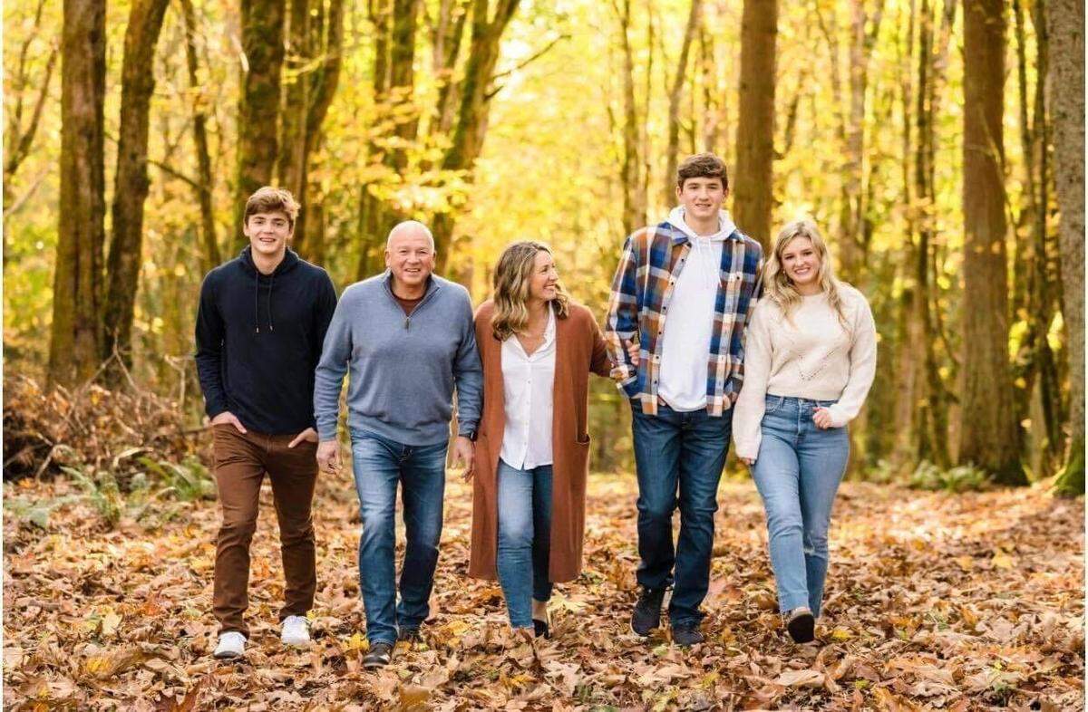 The family of Moscow, Idaho, murder victim Ethan Chapin include Hunter Chapin, left, Jim Chapin, Stacy Chapin, Ethan Chapin, Maisie Chapin.