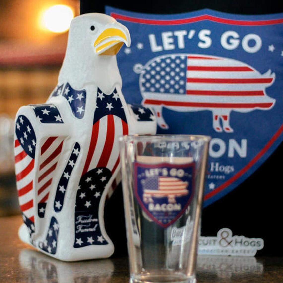 Announcing that it is “FREEDOM time in the great USA,” Biscuit & Hogs recently released a limited-edition, printed and hand-numbered pint glass in time for the Fourth of July. It also sells Freedom Funnel beer bongs and more.