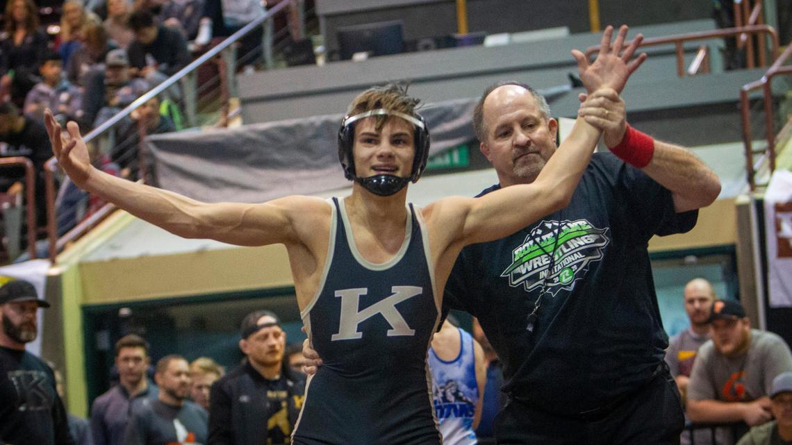 Kuna’s Hunter Mitchell won the 120-pound title at Rollie Lane, above, and the junior is seeking his third straight state title.