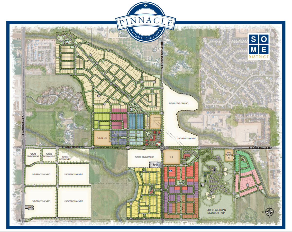 A “master plan” of Brighton’s Pinnacle development, which is planned to encompass over 800 acres at the corners of Locust Grove and Lake Hazel roads in rapidly growing South Meridian.