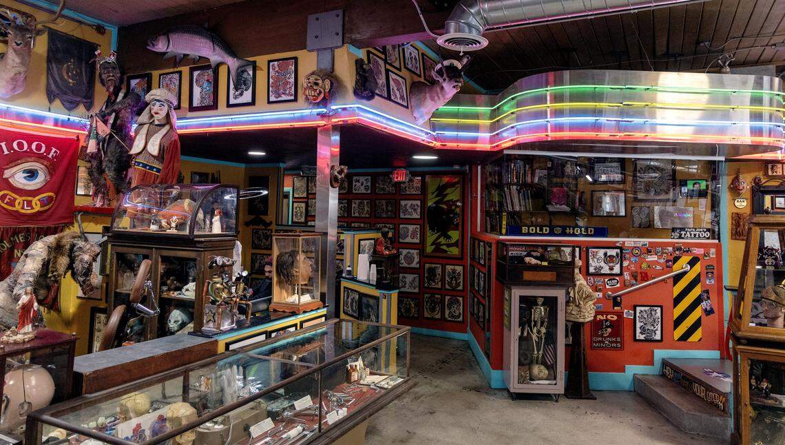 Kendall Vader and Ashleigh Vader own Born Weird Tattoo in Boise's Bench neighborhood. Inside the shop, the Vaders have a sizable collection of unique and curios items ranging from taxidermy to antique medical tools.