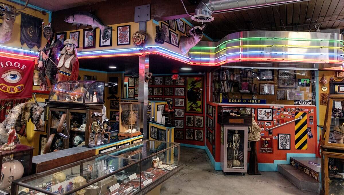 Kendall Vader and Ashleigh Vader own Born Weird Tattoo in Boise's Bench neighborhood. Inside the shop, the Vaders have a sizable collection of unique and curios items ranging from taxidermy to antique medical tools.