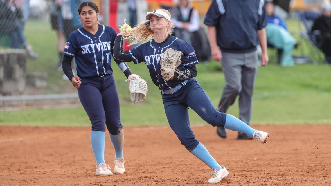 Skyview shortstop Delaney Keith, right, is one of the key reasons the Hawks are favored to win the 5A Southern Idaho Conference this season.