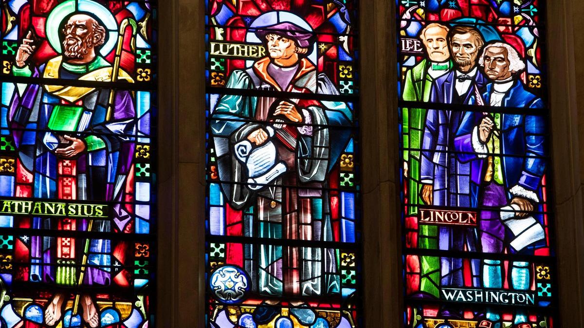 The stained glass windows of the Boise First United Methodist Church’s Cathedral of the Rockies were created in 1960. The images selected for the window, including Confederate General Robert E. Lee standing with U.S. Presidents Abraham Lincoln and George Washington, were “selected to show historic and ‘contemporary’ leaders of our nation,” according to research provided by the church.