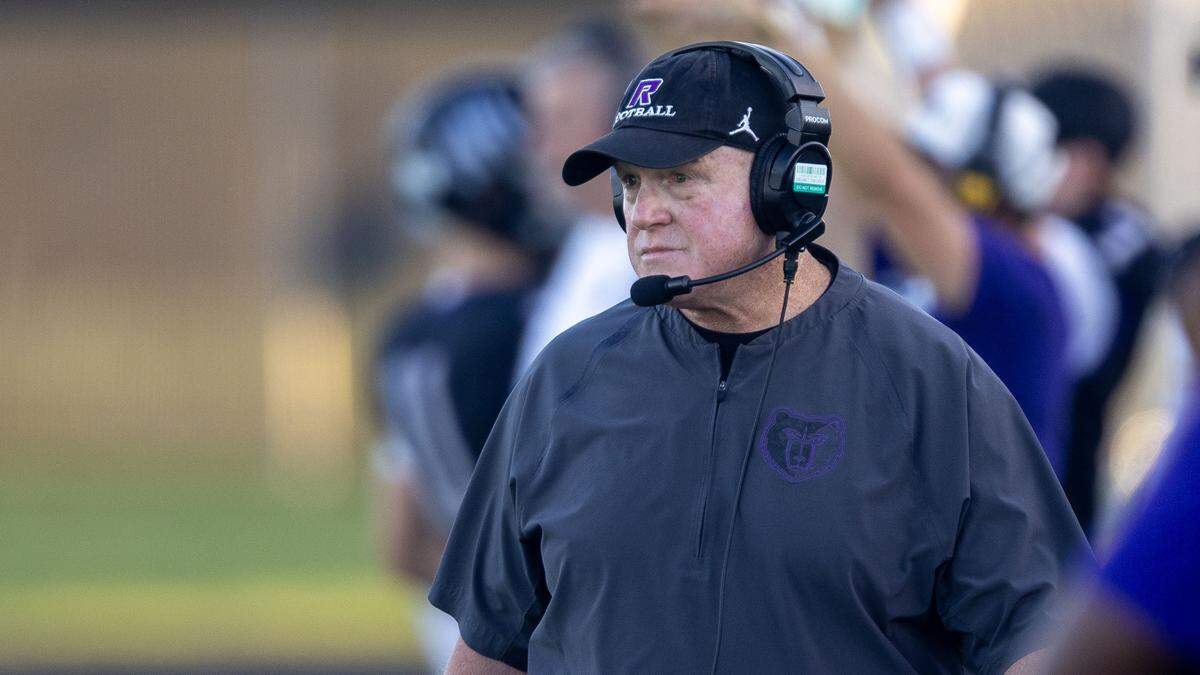 Rocky Mountain head football coach Scott Criner watches his players against Capital in Meridian, Friday, Sept. 19, 2025.