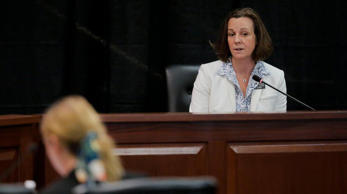 Idaho House Majority Leader Megan Blanksma, R-Hammett, shown in this 2021 file photo at a committee at the Idaho Statehouse in Boise, introduced a bill that would neuter the Office of Performance Evaluations.