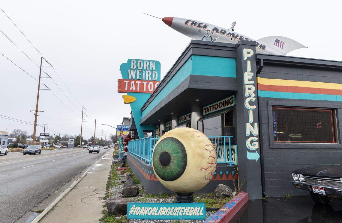 Born Weird Tattoo is a tattoo and piercing shop located on Overland Road in Boise's Bench neighborhood. Owner Kendall Vader has been collecting curiosities and has them on display both inside and outside of the building.