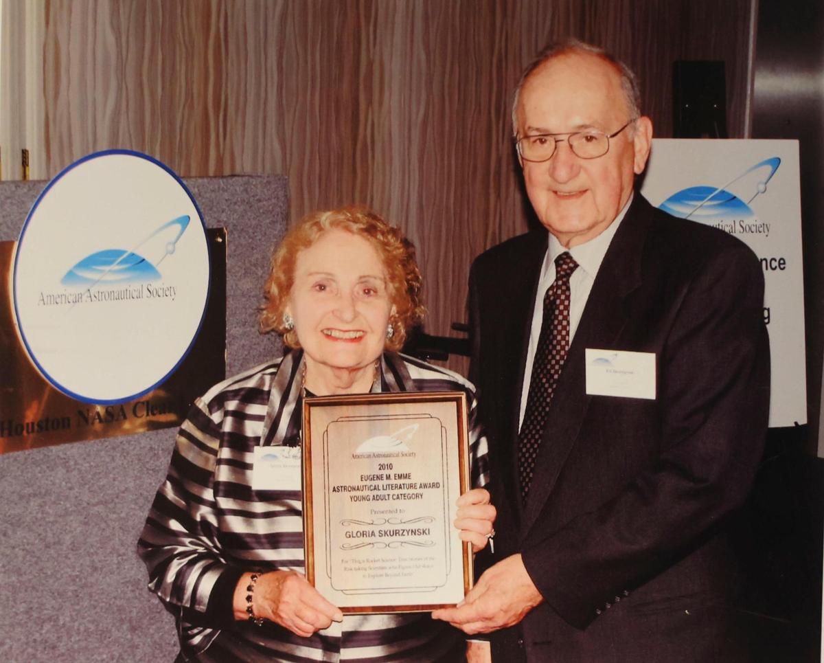 Gloria Skurzynski was awarded the 2010 Eugene M. Emme Astronautical Literature Award, named for NASA’s first historian, for her nonfiction book “This is Rocket Science: True Stories of the Risk-taking Scientists who Figure Out Ways to Explore Beyond Earth.” Her husband, Edward Skurzynski, assisted with the technical explanations for the book.