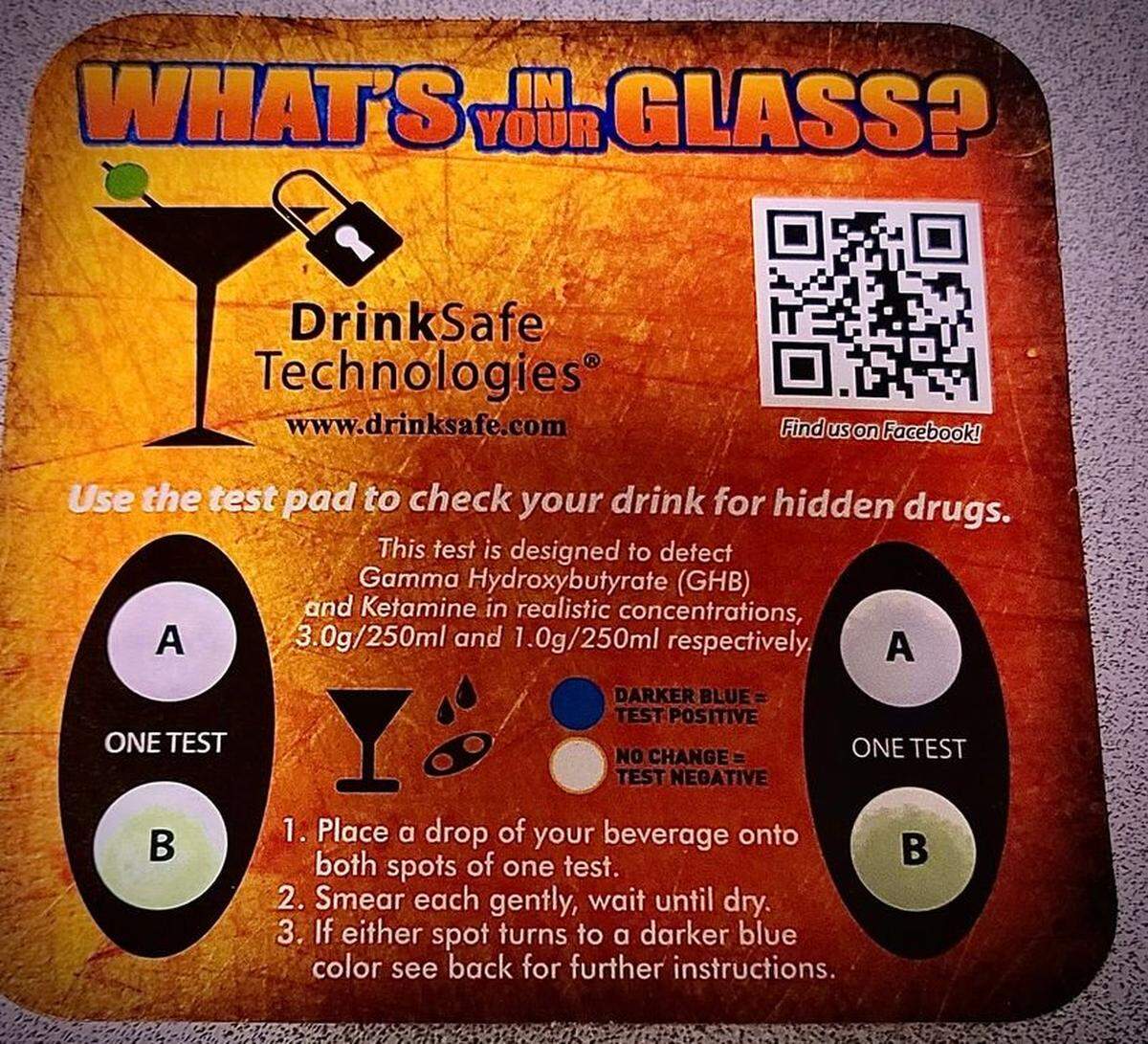 The Balcony Club recently shared this photo of the a “drug test coaster” on social media.