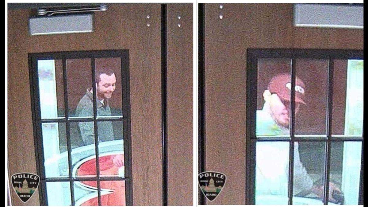 Boise police are searching for two men in connection with vandalism at Boise High School.