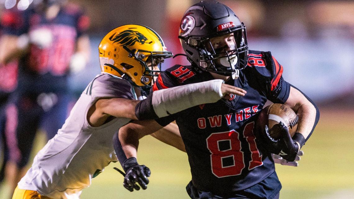 Owyhee wide receiver Antonio D’Orazio, right, is one of several returning weapons on the outside for the Storm this season. 