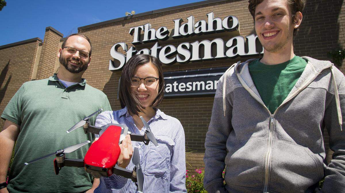 The Idaho Statesman added Kevin Davenport, left, Meiying Wu and Brandon Rasmussen as interns in 2018. Drones are a new reporting tool for the newsroom staff.