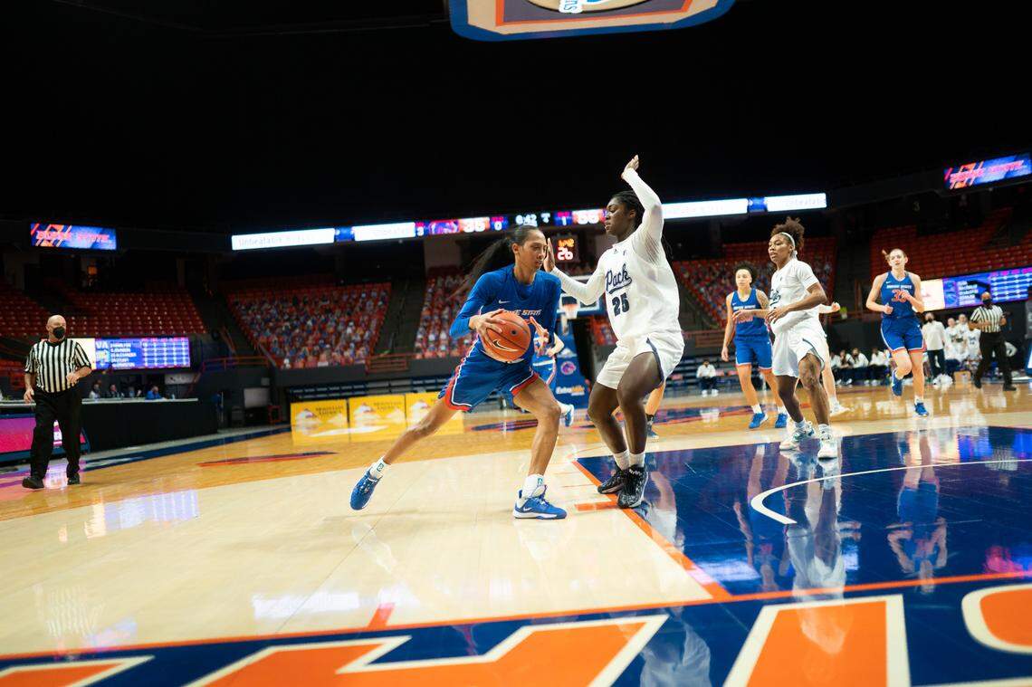 Freshman Alexis Mark had six points and five rebounds in Boise State’s 64-44 loss to Nevada on Sunday at ExtraMile Arena.