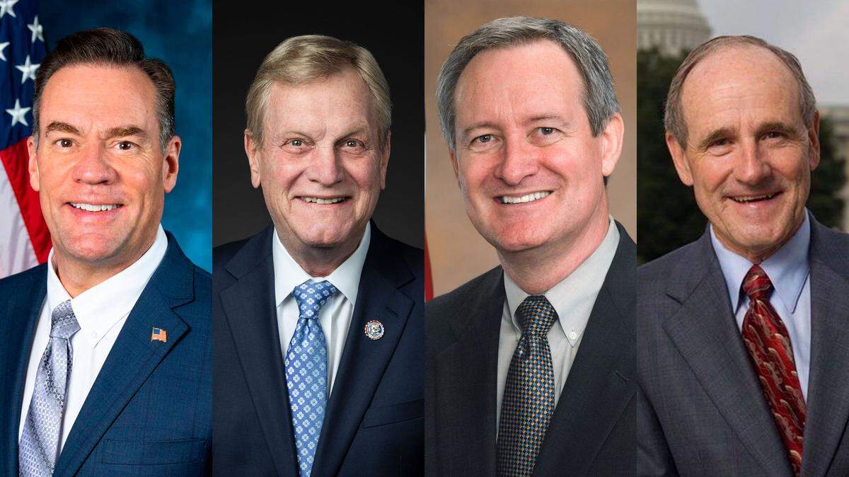 Idaho’s Congressional delegation, from left to right: Rep. Russ Fulcher, Rep. Mike Simpson, Sen. Mike Crapo and Sen. Jim Risch. All are members of the Republican Party.