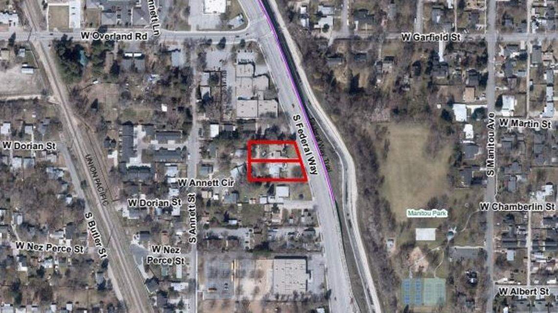 A map of the site of 20 townhouses proposed by CK Property Group at 1709 S. Federal Way in Southeast Boise.