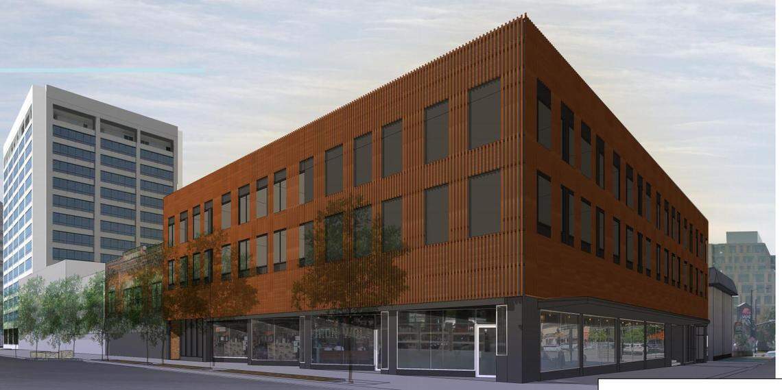 Developers of the Main Street portion of the Safari Inn are converting the building’s 45 hotel rooms into apartments. The ground-floor businesses will remain and Revolve Development of Seattle will add a new entrance at the far left of the three-story building.