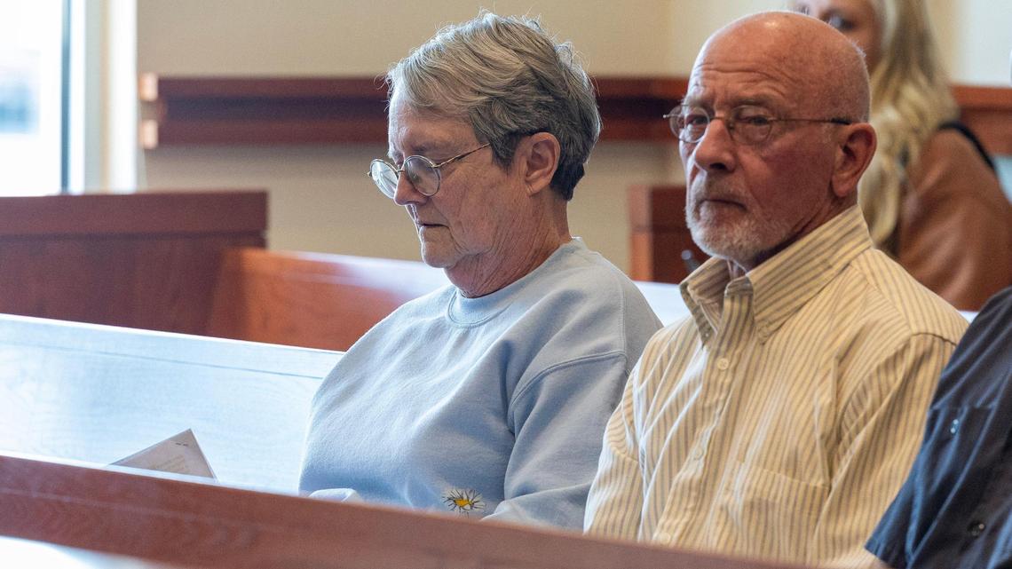 Kathy Warnock and Mike Warnock, parents of Milo Warnock, attend the sentencing of James Johnson at the Ada County Courthouse.