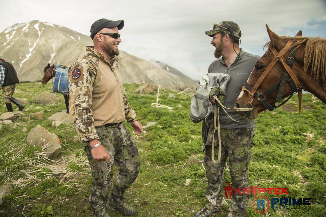 Kryptek Outdoor Group co-founders Josh Cleghorn, left, and Butch Whiting conceived of a company supplying camouflage gear to hunters and other outdoor enthusiasts as they served together in the U.S. Army in Iraq and Afghanistan. They designed their camouflage based upon netting used in World War II.