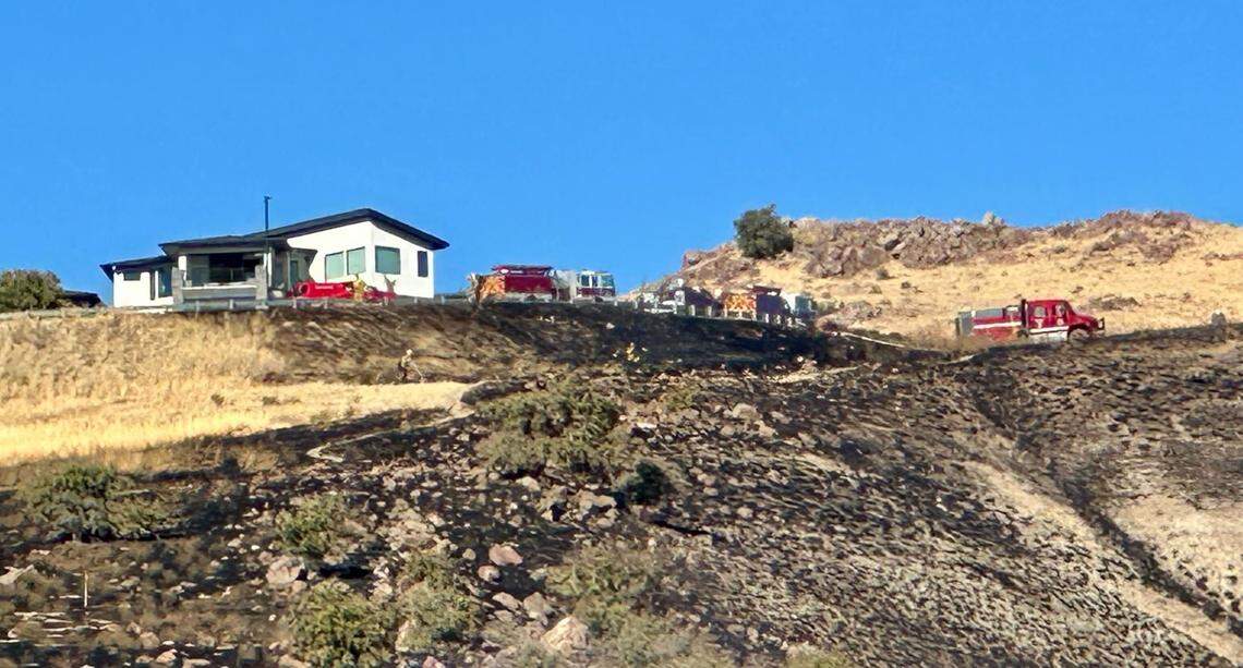 Crews got the fire partially under control by 5 p.m.