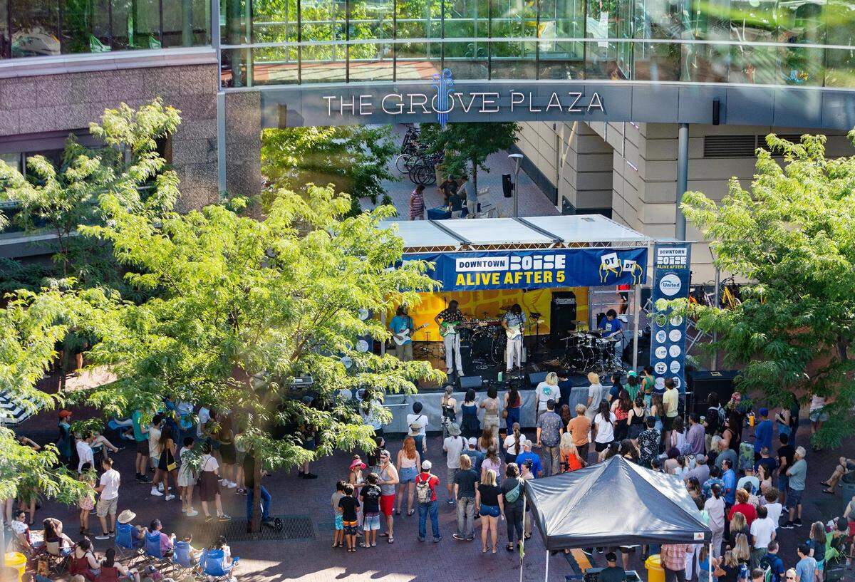 The Alive After 5 free summer concert series takes place at the Grove Plaza on Aug. 3.