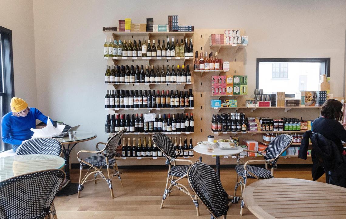 Wines line a wall inside the Roosevelt Market, located at 311 N. Elm Ave. in Boise.