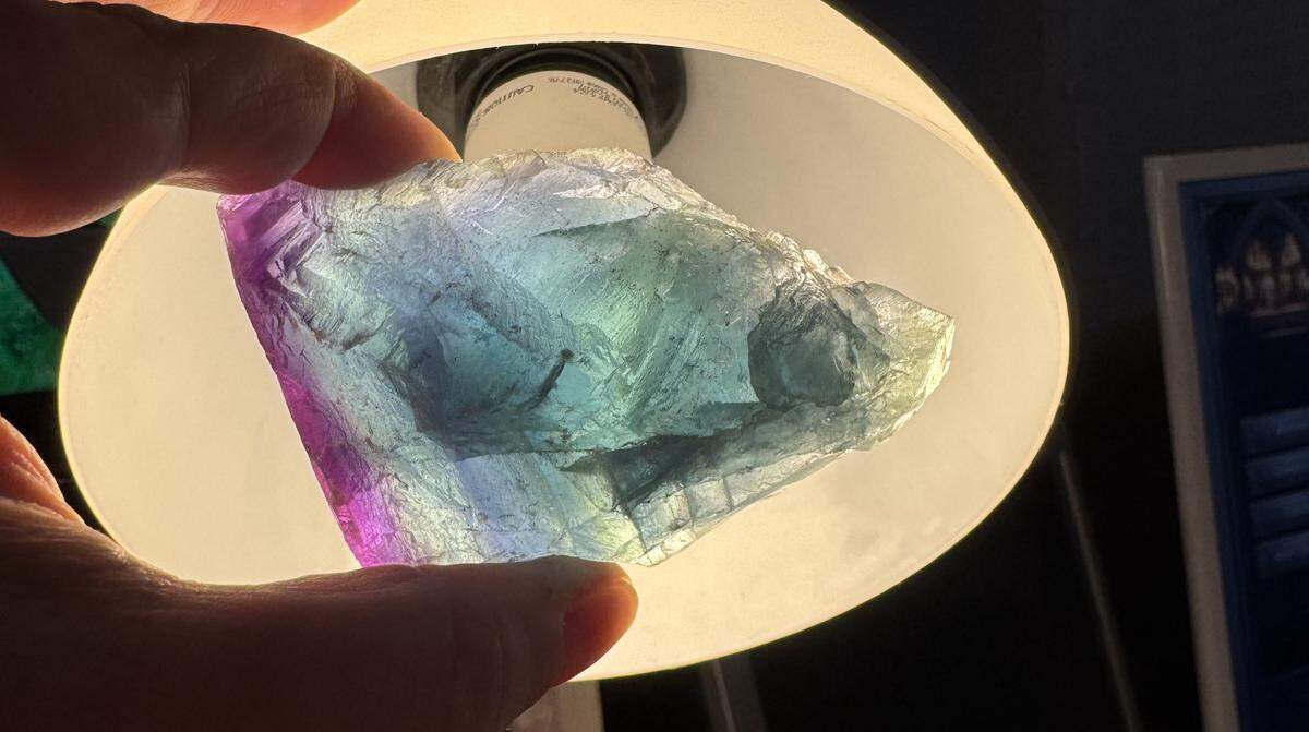 Fluorite, a crystal composed mainly of fluoride, is colorful in its raw state.