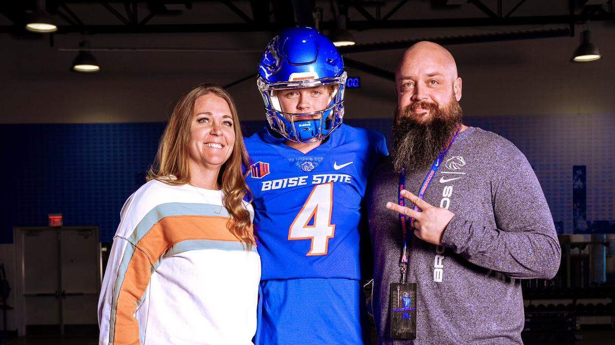 Former Skyview quarterback Max Cutforth and his parents, Jana and Marcus, were regulars at Boise State games while he was growing up.