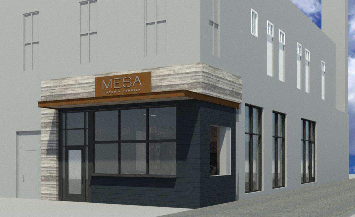 An artist’s rendering of Mesa, a taco and tequila restaurant, that is scheduled to open at the end of December or in early January in the 114-year-old Dewey Scales building on First Street in downtown Nampa.