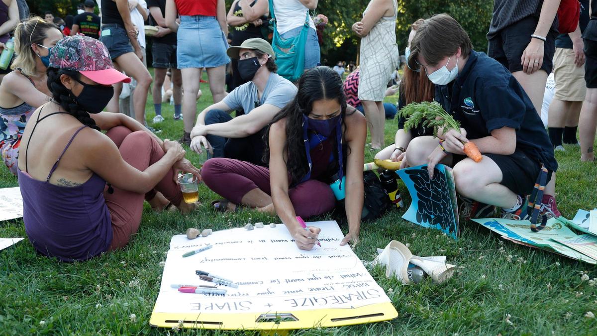 Maria Ayala shares her thoughts about “community” at an event at Manitou Park, organized as an alternative to the Black Lives Matter Boise rally at Boise State. “We’re looking for an organization grounded in education and positive movement forward,” says Ayala. “Versus the hype of protest that pulls in misplaced anger and misplaced angst.”