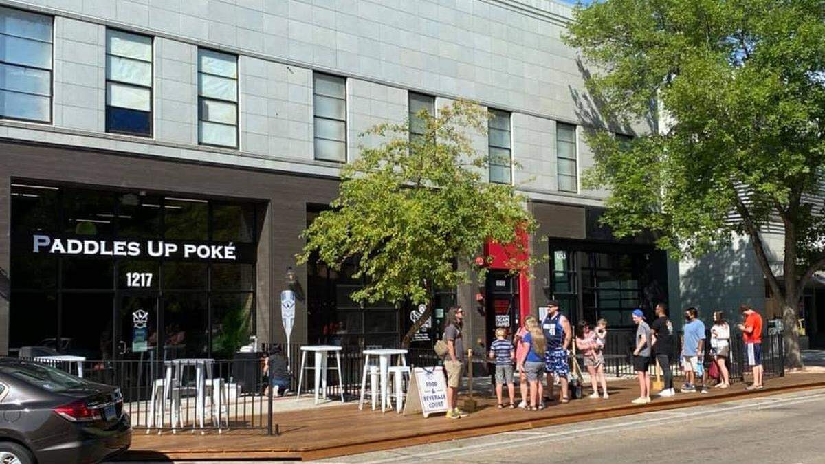 Nampa will replace the temporary wooden sidewalk on this block, the south side of 1st Street South, from Wall Street to 13th Avenue South, with a permanent sidewalk and outdoor-dining area.