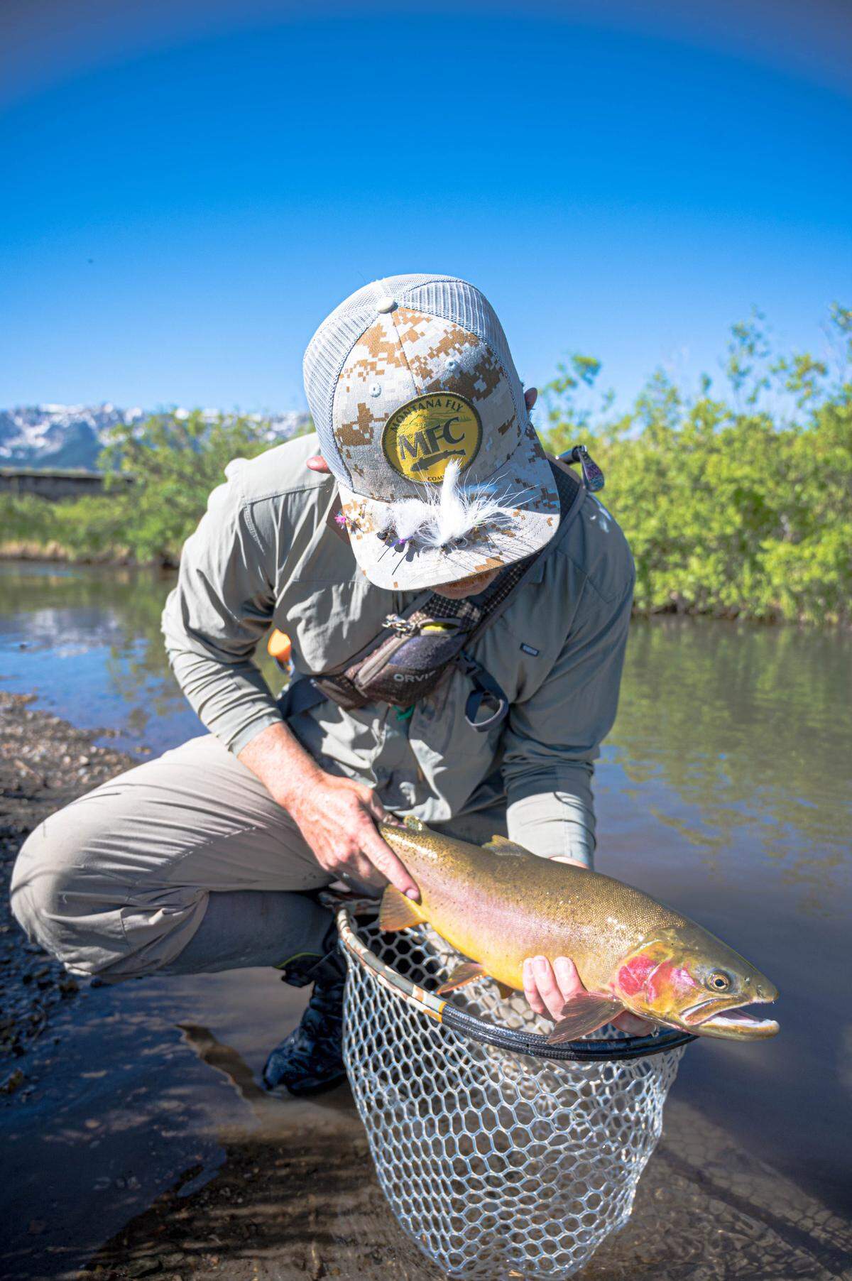Daniel Ritz removes a Yellowstone cutthroat trout from the net before quickly returning it to its native waters in southwest Montana. Ritz, a Boise resident, caught the trout as part of a fishing challenge that took him to 12 states in pursuit of native species.