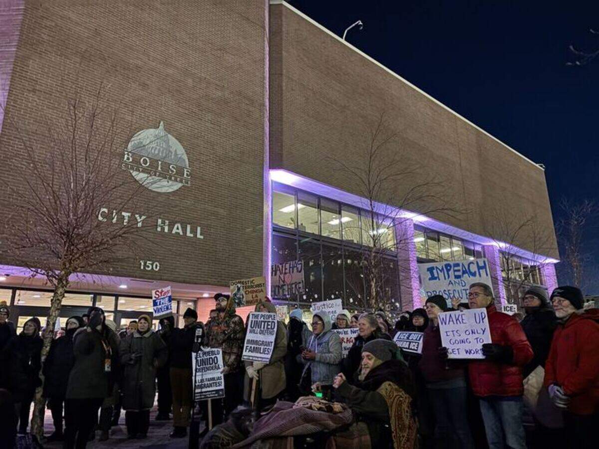 Protesters called for ICE agents to be held accountable for actions during the October raid at a horse track in Wilder.