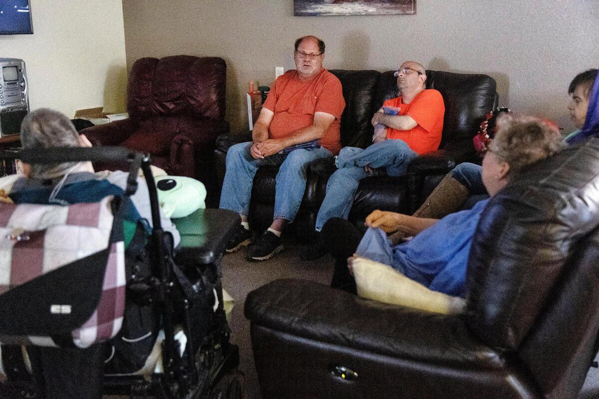 Brian Prosynchak, back left, attends a group for fans of sci-fi movies at Meridian Developmental Services in Meridian.