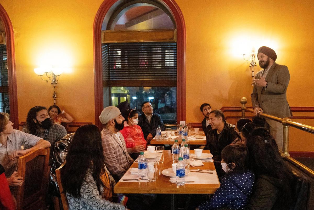 Boise resident Gurtej Sandhu speaks about his religion at the Sikh Awareness and Appreciation Month event at Bombay Grill.