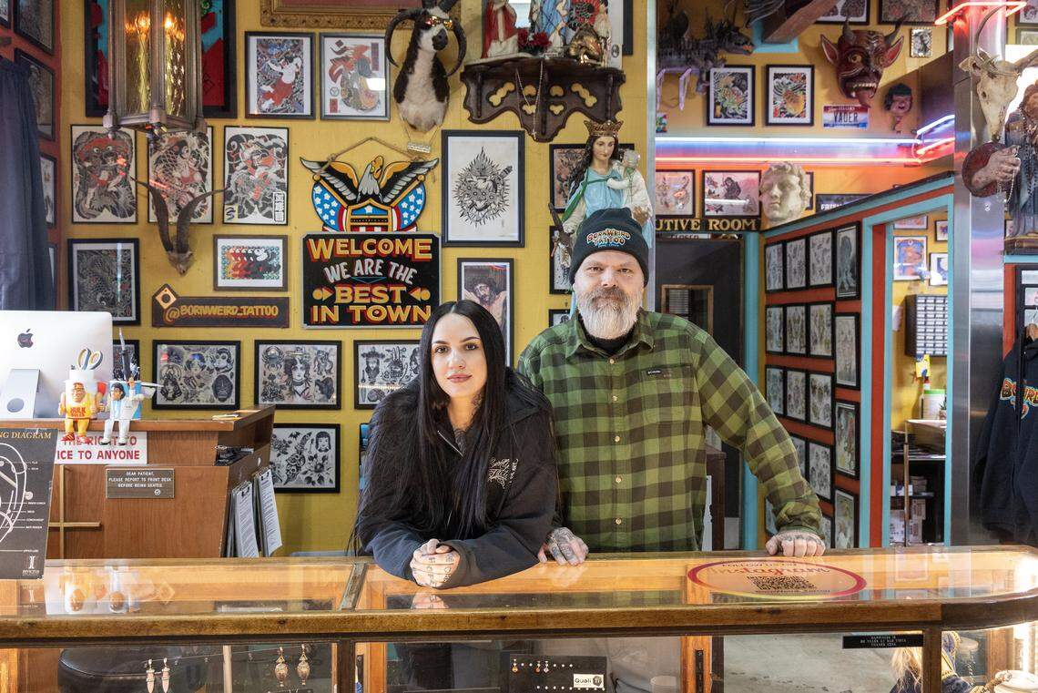 Kendall Vader and Ashleigh Vader own Born Weird Tattoo in Boise's Bench neighborhood. Inside the shop, the Vaders have a sizable collection of unique and curios items ranging from taxidermy to antique medical tools.