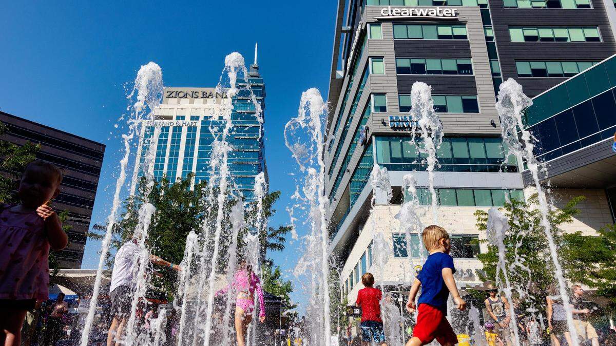 The 8th and Main building, the tallest in downtown Boise, is seen from Grove Plaza on Aug. 3, 2022.