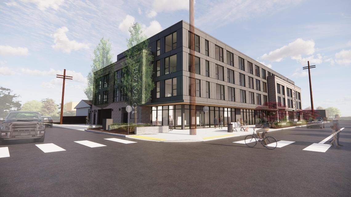 Erstad and Marria proposed this four-story, 41-unit apartment building at 10 S. Latah St., across from Wyld Child, The STIL and Push & Pour.