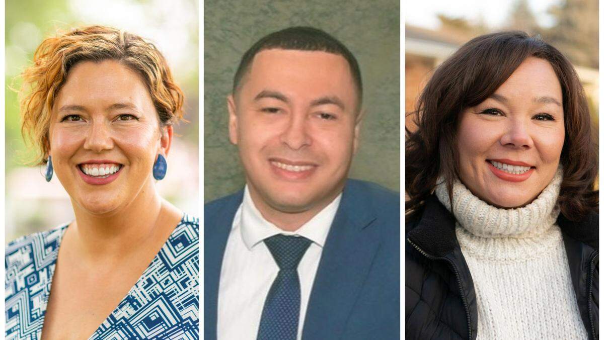 Incumbent Democratic Rep. Megan Egbert, left, faces a challenge from Republican Jazz Alexis, center, for the District 17 Representative B seat. Incumbent Democratic Sen. Carrie Semmelroth, right, vies to keep the District 17 Senate seat from Republican Benjamin Chafetz, not pictured.