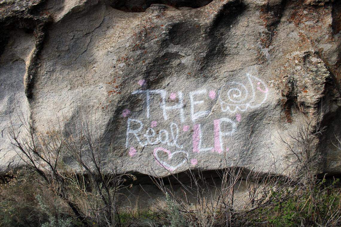 Vandals spray painted Camp Rock, a historic site at the City of Rocks National Reserve, late Friday or early Saturday.