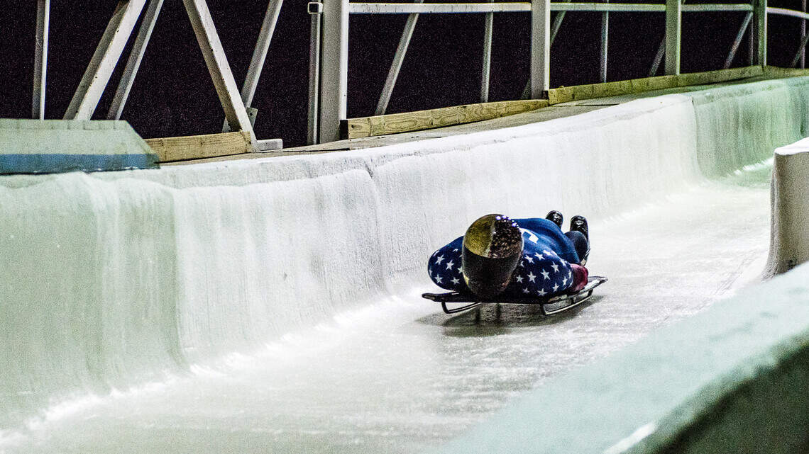 He was one of Idaho’s top track stars. Now he slides face-first down the ice.